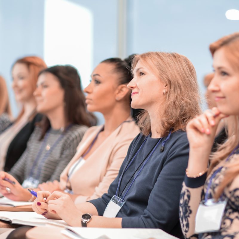close-up.Education Conference and Presentation Audience at the conference hall